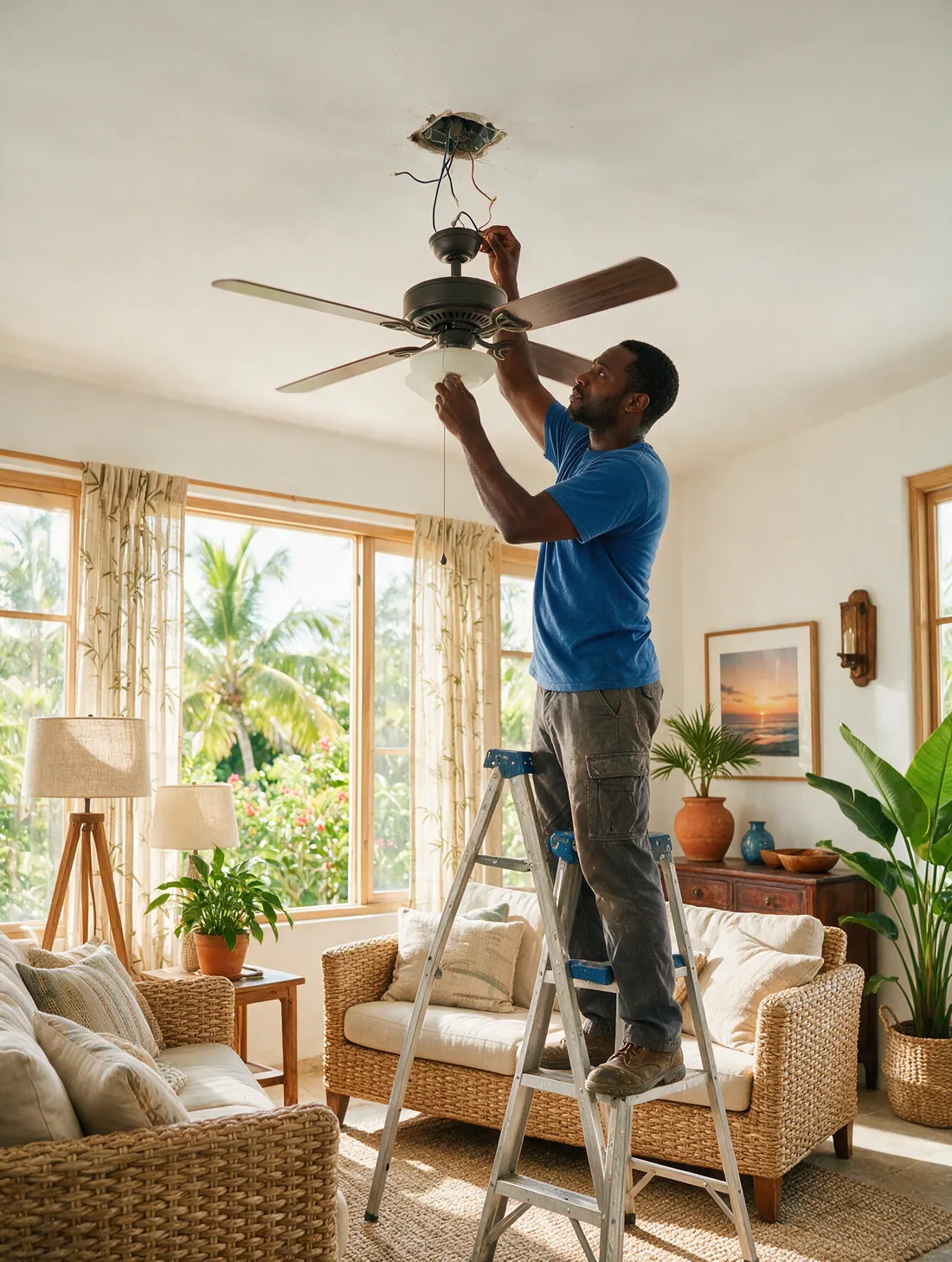 Installing a replacement ceiling fan
