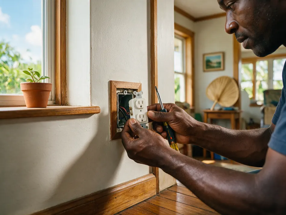 Fitting a new power outlet into a wall box