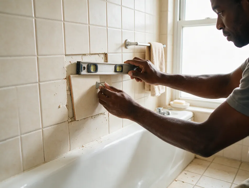 Replacing chipped bathroom wall tiles